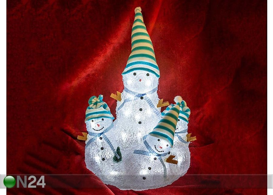 Рождественская декорация с LED лампами Семья снеговиков увеличить