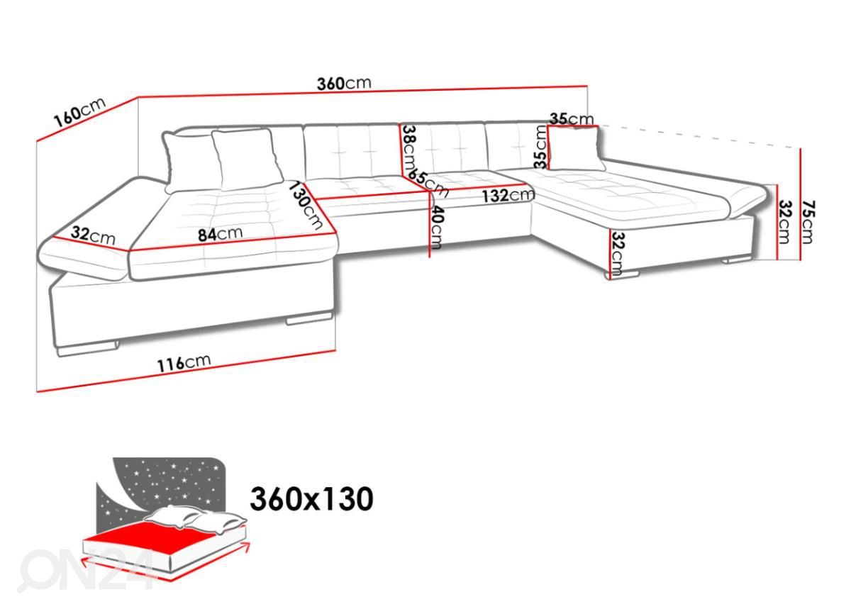 Угловой диван-кровать с двумя ящиками увеличить размеры