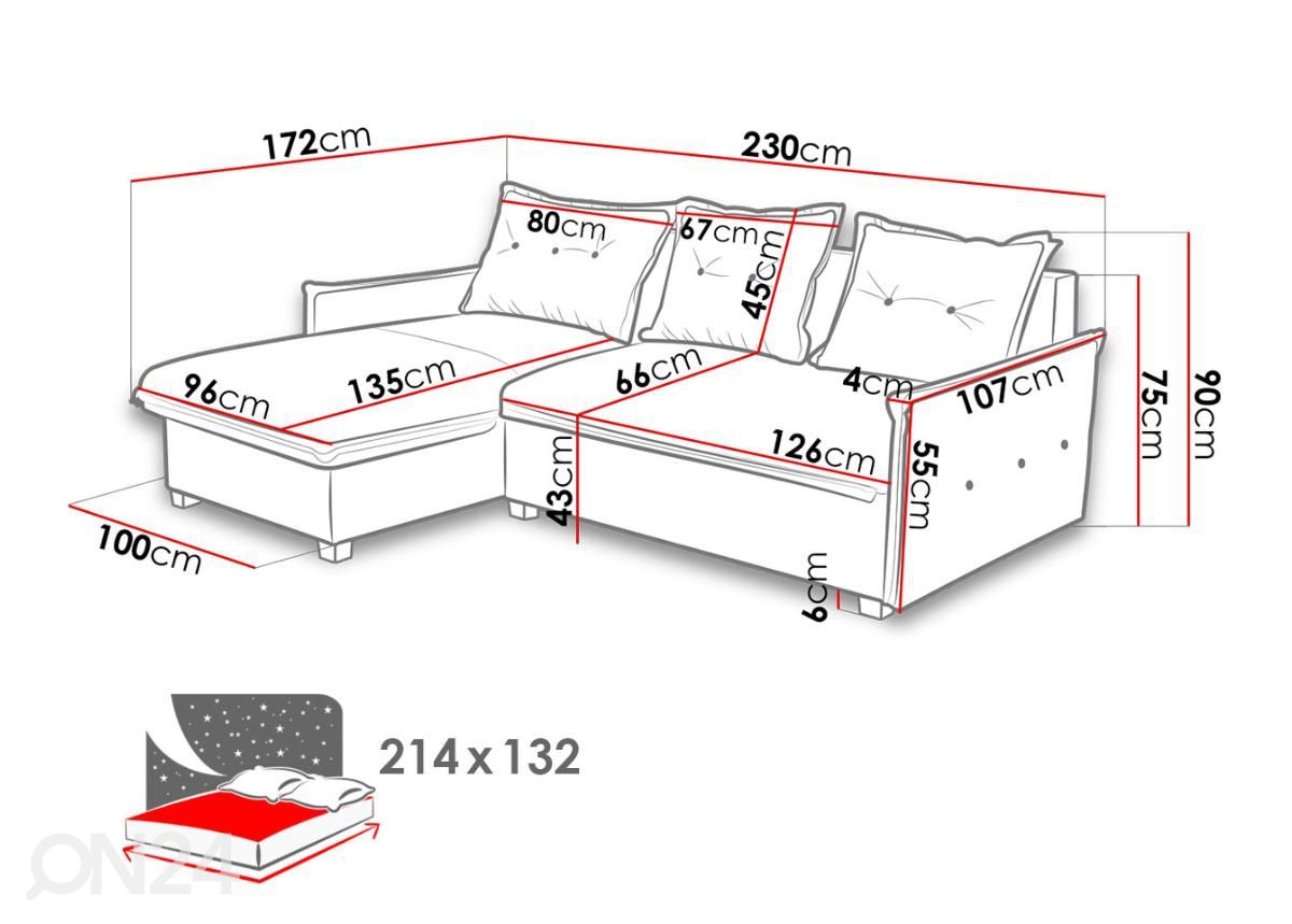 Угловой диван-кровать Campi увеличить размеры