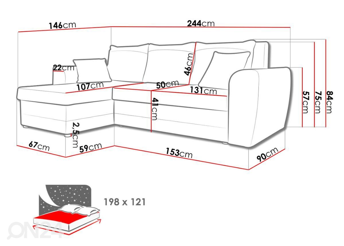 Угловой диван-кровать Domo увеличить размеры