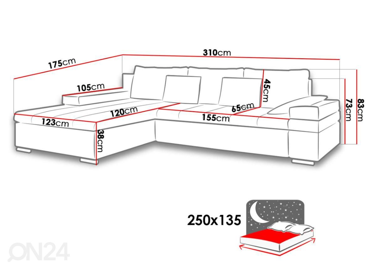 Угловой диван-кровать Firenze увеличить размеры