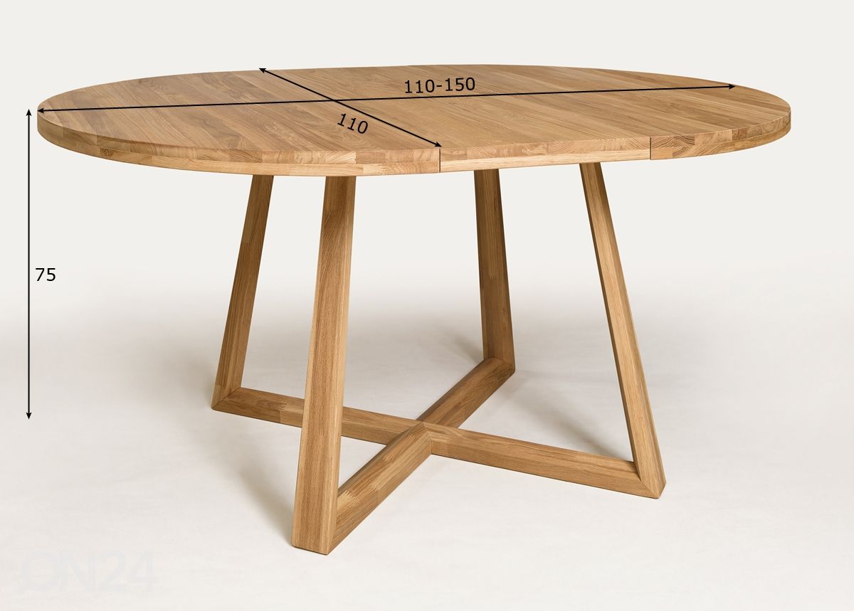 Удлиняющийся обеденный стол из дуба Merbi 110/150x110 cm увеличить размеры