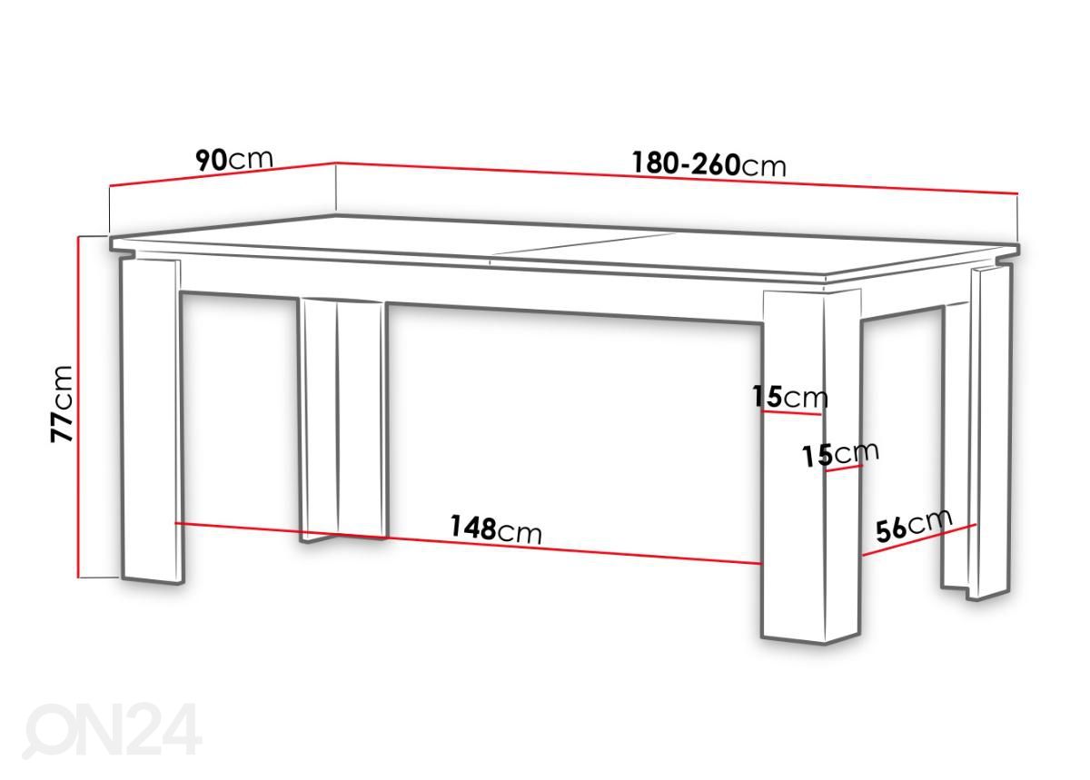Удлиняющийся обеденный стол 180-260x90 cm увеличить размеры