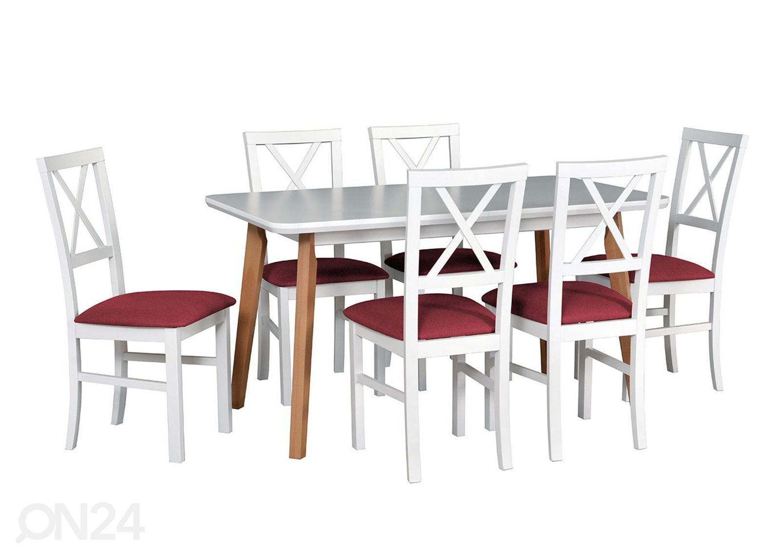 Удлиняющийся обеденный стол 80x140-180 cm+ 6 стульев увеличить