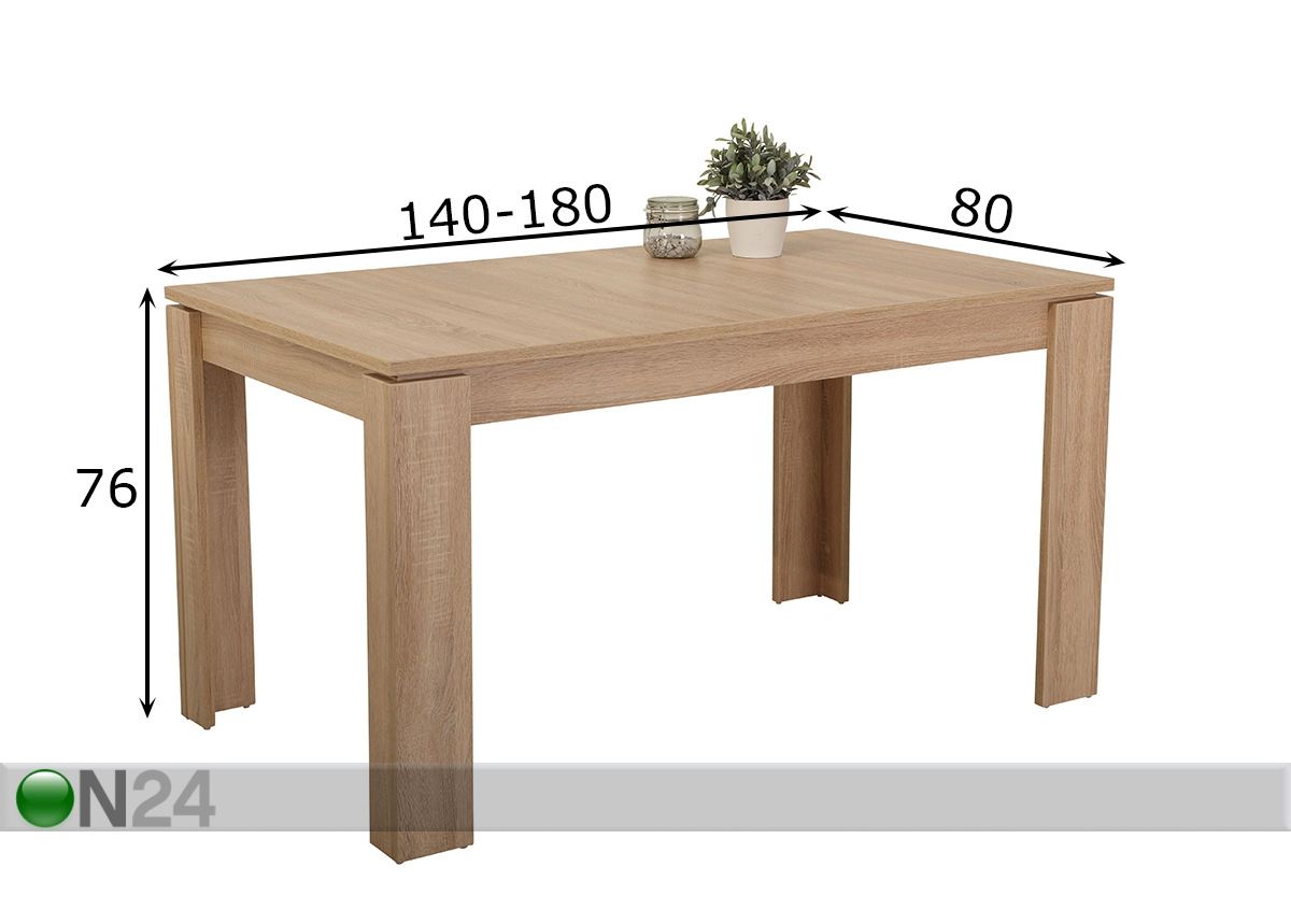Удлиняющийся обеденный стол Amanda I 80x140-180 cm увеличить размеры