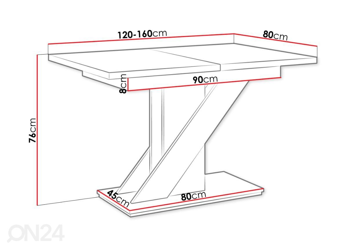 Удлиняющийся обеденный стол Megan 80x120-160 cm увеличить размеры