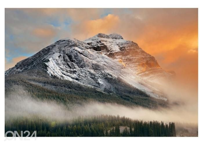 Флизелиновые фотообои Snow Capped Foggy Mountain at Sunset in Yoho National Park in Canada 416x290 см увеличить