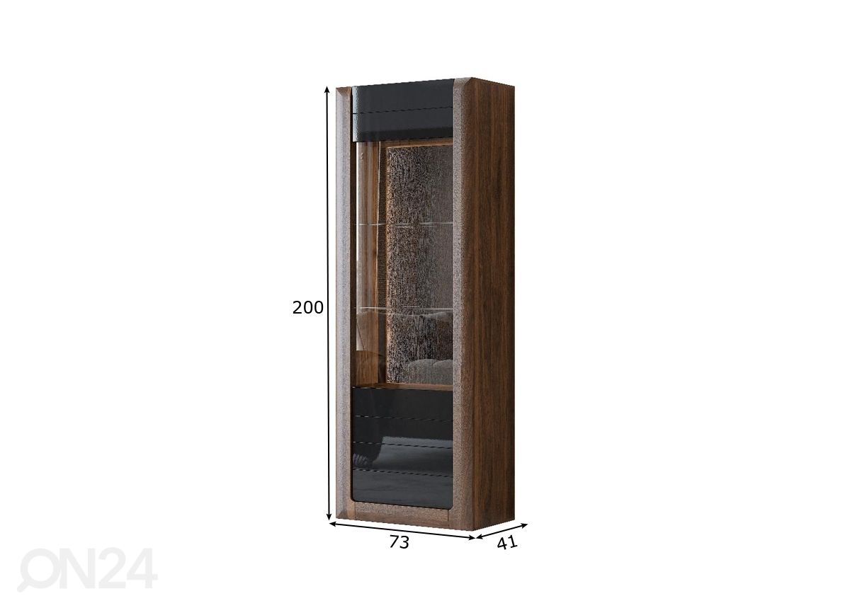 Шкаф-витрина Cassandra 73 cm, орех/черный глянцевый увеличить размеры